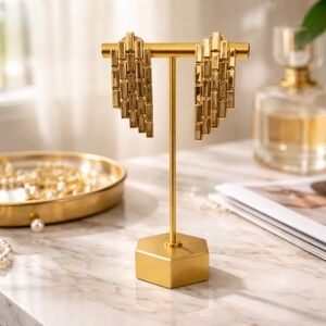 Vintage Gold Tone Geometric Clip On Earrings‎